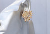 CHAMPAGNE WEDDING EARRINGS, Bridal Topaz Earrings, Statement Earrings, Rose Gold Big Earrings, Cluster Studs, Evening Jewelry, Leaf Earrings