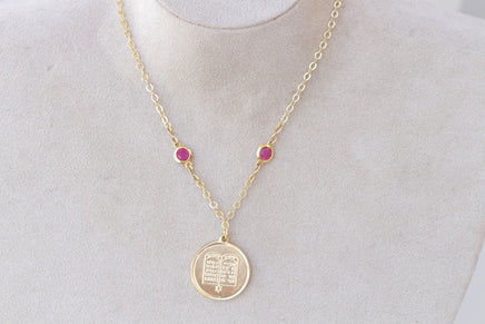 COIN NECKLACE, Star of David Necklace, Gold And Pink Fuchsia Necklace,Israel Jewish Jewelry Gift, Jewelry Made From Israel, Hebrew Necklace