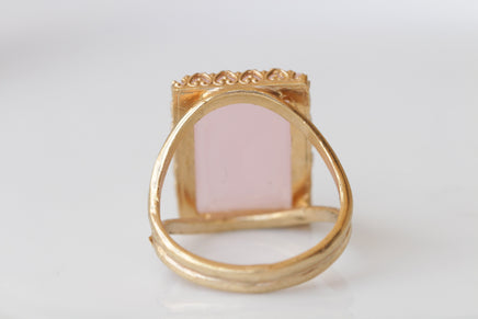 Rose Quartz Ring, Rectangular Light Pink Gemstone Ring, Gold Filled Women Ring, Real Stones rings, Wedding Large Stone ring, Gift For Her