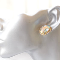 AB CRYSTAL EARRINGS, Oval Shaped Earrings, Aurora Borealis Earrings, Holographic Earrings Bridal Stud Earrings, Elegant bridal Shower Gift
