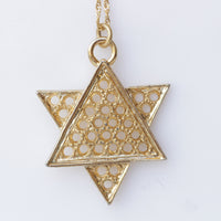 Star of David Necklace, Gold Plated Pendant, Passover Gift, Filigree Necklace, Jewish Jewelry, Wedding Necklace, Large Magen David Necklace