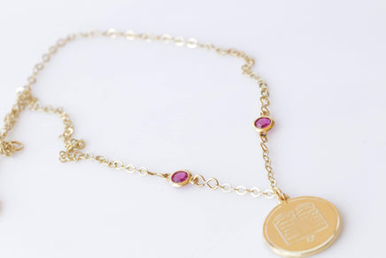 COIN NECKLACE, Star of David Necklace, Gold And Pink Fuchsia Necklace,Israel Jewish Jewelry Gift, Jewelry Made From Israel, Hebrew Necklace