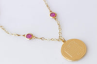 COIN NECKLACE, Star of David Necklace, Gold And Pink Fuchsia Necklace,Israel Jewish Jewelry Gift, Jewelry Made From Israel, Hebrew Necklace