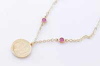 COIN NECKLACE, Star of David Necklace, Gold And Pink Fuchsia Necklace,Israel Jewish Jewelry Gift, Jewelry Made From Israel, Hebrew Necklace