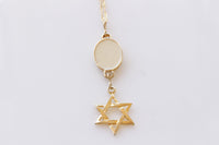 Gold White Star Of David Necklace, Enamel Necklace, Passover Unique Gift, Jewish Jewelry, Hanukkah Earrings, Bridal Necklace Earrings Set