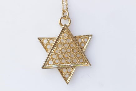 Star of David Necklace, Gold Plated Pendant, Passover Gift, Filigree Necklace, Jewish Jewelry, Wedding Necklace, Large Magen David Necklace