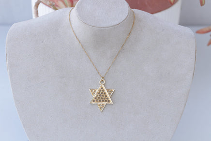 Star of David Necklace, Gold Plated Pendant, Passover Gift, Filigree Necklace, Jewish Jewelry, Wedding Necklace, Large Magen David Necklace