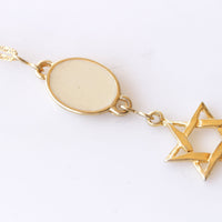 Gold White Star Of David Necklace, Enamel Necklace, Passover Unique Gift, Jewish Jewelry, Hanukkah Earrings, Bridal Necklace Earrings Set
