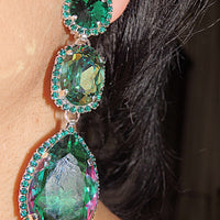 Peridot Crystal earrings. Green bridal earrings. Rhinestone green emerald chandelier earrings. Long teardrop earrings. Evening earrings