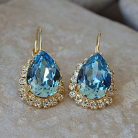 Aquamarine Earrings, Aquamarine Drop Earrings, Gold Dangle Earrings, Light Blue Drop Earrings, Bridesmaids Earrings, Gift for her