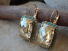 Champagne Earrings, Rectangle Drop Earrings, Rebeka Crystal Earrings, Jewelry Gift for Her Crystal Earrings, Turquoise Champagne Earrings