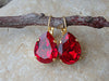 RED RUBY NECKLACE, Silver Red Rebeka Pendant, Red Teardrop Necklace, Crystal Bridal Necklace,Bridesmaid Necklace Earrings Set,Red Jewelry