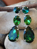 Chandelier earrings, Green bridal earrings, Green emerald bridesmaid earrings, Teardrop dangle earrings, Silver or gold Long Wedding earring