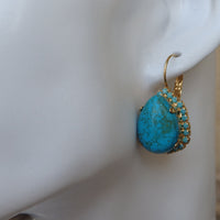 Turquoise earrings.  jewelry. Turquoise earrings gold. Bridal blue earrings. Genuine turquoise earrings. Real gemstone  turquoise