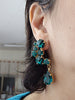 WHITE BRIDAL EARRINGS, Opal Stud And Drop Cluster Earrings,  Statement Earrings,  Rhinestone Earrings, Chandelier Wedding Earrings.