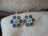 Blue Flower Drop Earrings. Navy Blue  Earrings. Blue Gold Crystal Earrings. Bridesmaids gift. Gold or Silver Flower Earrings, Gift For Woman
