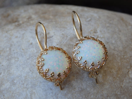 White Opal Gold Earrings for Bride Earrings, Drop and dangle Opal Earrings, October Birthstone, Drop Gold Filled Earrings, Fire Opal jewelry