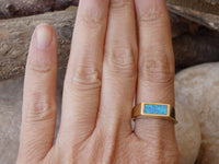 Rectangle Opal Ring, Gold Fire Opal Signet Ring, Blue Opal Signet Ring, Blue Gemstone Ring, Opal Goldfilled Ring, Men Women Gold Signet Ring