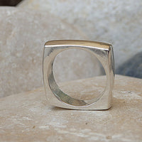 Square Band Ring. Sterling Silver Square Ring. Silver Geometric Ring. 925 Sterling Silver Ring. Silver Square Band Ring. Women's Band Ring