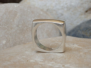 Square Band Ring. Sterling Silver Square Ring. Silver Geometric Ring. 925 Sterling Silver Ring. Silver Square Band Ring. Women's Band Ring