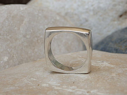 Square Band Ring. Sterling Silver Square Ring. Silver Geometric Ring. 925 Sterling Silver Ring. Silver Square Band Ring. Women's Band Ring