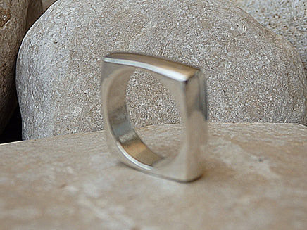 Square Band Ring. Sterling Silver Square Ring. Silver Geometric Ring. 925 Sterling Silver Ring. Silver Square Band Ring. Women's Band Ring