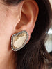 Asymmetric clip on earrings. Silver clip earrings. Silver Rebeka earrings. Non pierced earrings. Bride earrings. Crystal clip on earrings