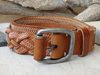 Braided belt. Brown leather belt. Buckle belt for men women. Black Leather belt. Jeans belt. Braid belt. Cognac color leather belt for him