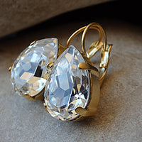 Clear Drop Earrings, Rhinestone Rebeka Earrings, Clear Teardrop Earrings, Bridal Clear Earrings, Bridesmaid Earrings, Clear Jewelry Gift