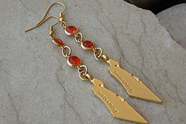 Israel Earrings. Holy Land Earrings. Israel Map Earrings. Gold Israel Earrings. Jewish Jewelry. Jerusalem Necklace. Judaica Orange Earrings