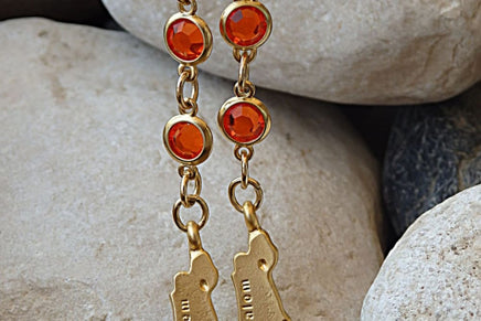 Israel Earrings. Holy Land Earrings. Israel Map Earrings. Gold Israel Earrings. Jewish Jewelry. Jerusalem Necklace. Judaica Orange Earrings