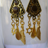 Jewish Jewelry. Star Of David Earrings. Map From Israel Jewelry