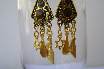 Jewish Jewelry. Star Of David Earrings. Map From Israel Jewelry