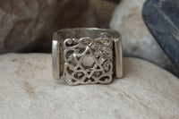 Jewish Star Signet Ring. Sterling Silver Star Of David Ring. Wide Magen David Ring. Silver Star Of David Signet Ring. Filigree Jewish Ring