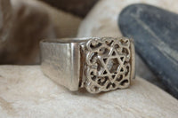 Jewish Star Signet Ring. Sterling Silver Star Of David Ring. Wide Magen David Ring. Silver Star Of David Signet Ring. Filigree Jewish Ring