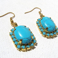 Large Genuine Turquoise Earring .turquoise Jewelry