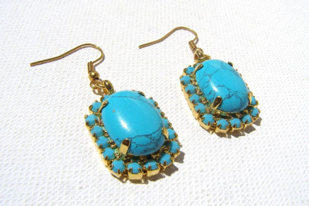 Large Genuine Turquoise Earring .turquoise Jewelry