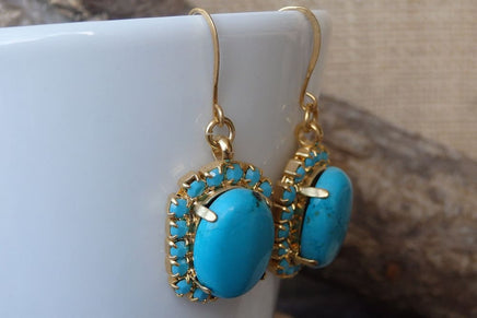 Large Genuine Turquoise Earring .turquoise Jewelry