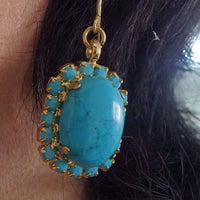 Large Genuine Turquoise Earring .turquoise Jewelry