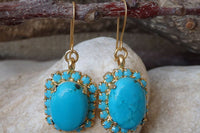 Large Genuine Turquoise Earring .turquoise Jewelry