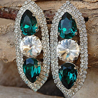 Large Silver Emerald Earrings
