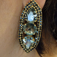 Large Stud Rebeka Earrings.smokey Gray Black Diamond Rebeka Shiny Stud Earrings