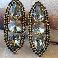 Large Stud Rebeka Earrings.smokey Gray Black Diamond Rebeka Shiny Stud Earrings