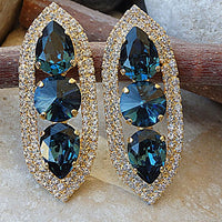 Large Rebeka Stud Earrings. Navy Blue Rebeka Studs. Montana Blue Earrings. Dark Blue Cocktail Earrings. Blue Navy Evening Earrings
