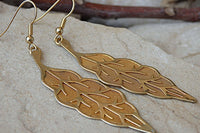 Leaf Gold Earrings. Every Day Jewelry. Simple Dangle Earrings For Bride. Wedding Classic Earrings. Bridesmaid Gift. Gold Ear Weights