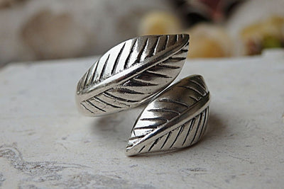 Leaf Leaves Ring. Leaf Silver Ring. Everyday Ring. Branch Ring. Tree Ring. Double Twig Ring. Womens Statement Ring. Woodland Nature Ring.