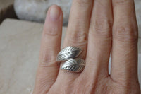 Leaf Leaves Ring. Leaf Silver Ring. Everyday Ring. Branch Ring. Tree Ring. Double Twig Ring. Womens Statement Ring. Woodland Nature Ring.