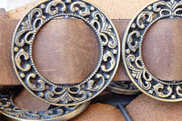 Leather Belt. Brown Leather Belt. Buckle Leather Belt For Women Leather Belt. Circle Metal Ornamented Belt. Womens Leather Belt. Boho Belt