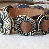 Leather Belt. Brown Leather Belt. Buckle Leather Belt For Women Leather Belt. Circle Metal Ornamented Belt. Womens Leather Belt. Boho Belt