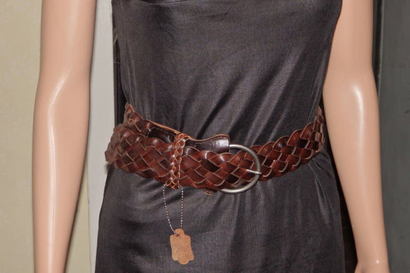 90's braided leather belt~ DKNY boho hipster stylish … - Gem